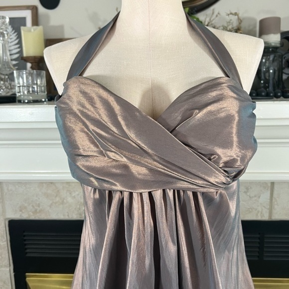 Jim Hjelm Occasions Taffeta Prom, Bridesmaid Grayish Blue and Rose Gold Dress - Picture 3 of 16